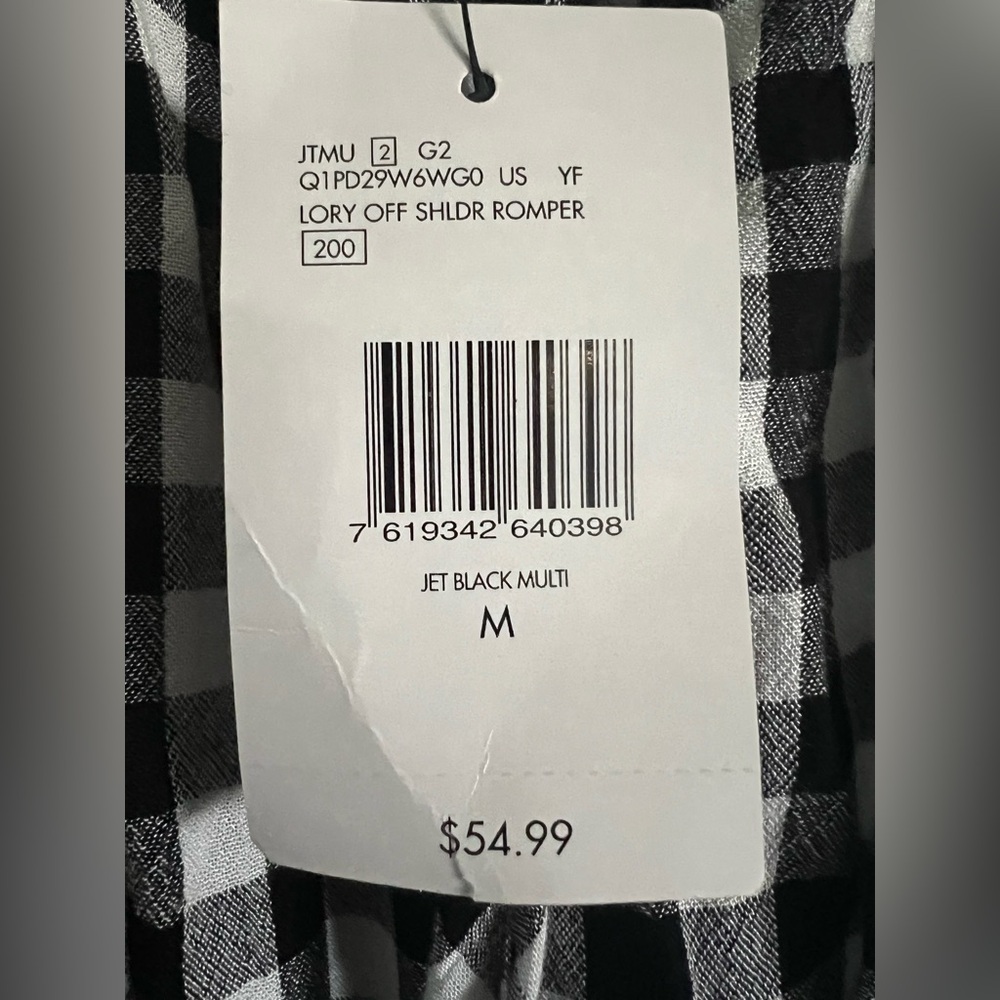 GUESS Romper Black & White Gingham Size M NWT 🏷️ has pockets!! - Picture 3 of 15